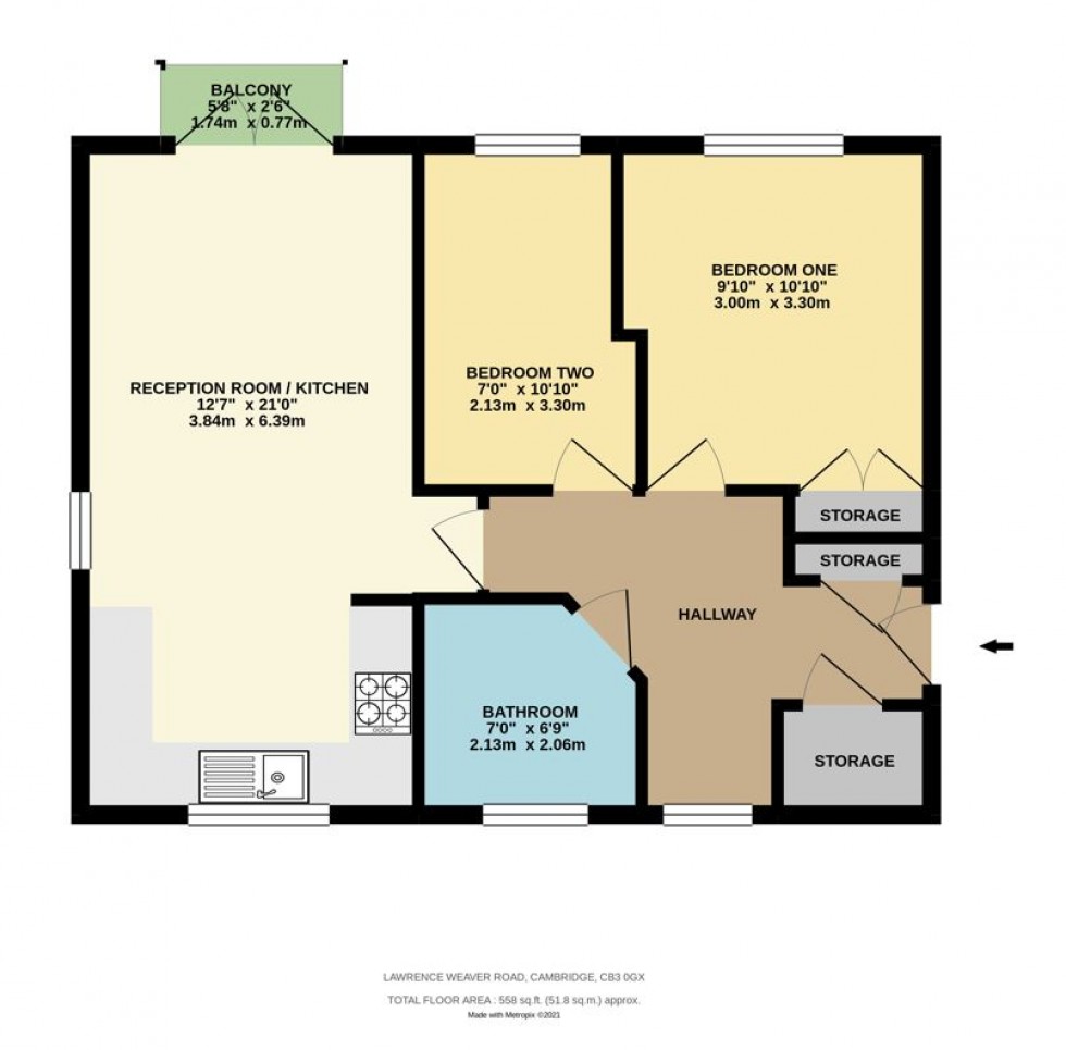 Floorplan for Lawrence Weaver Road, Cambridge