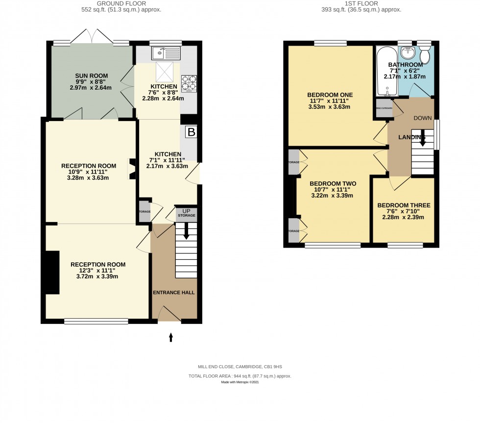 Floorplan for Mill End Close, Cambridge