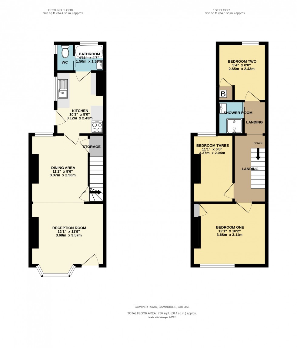 Floorplan for Cowper Road, Cambridge