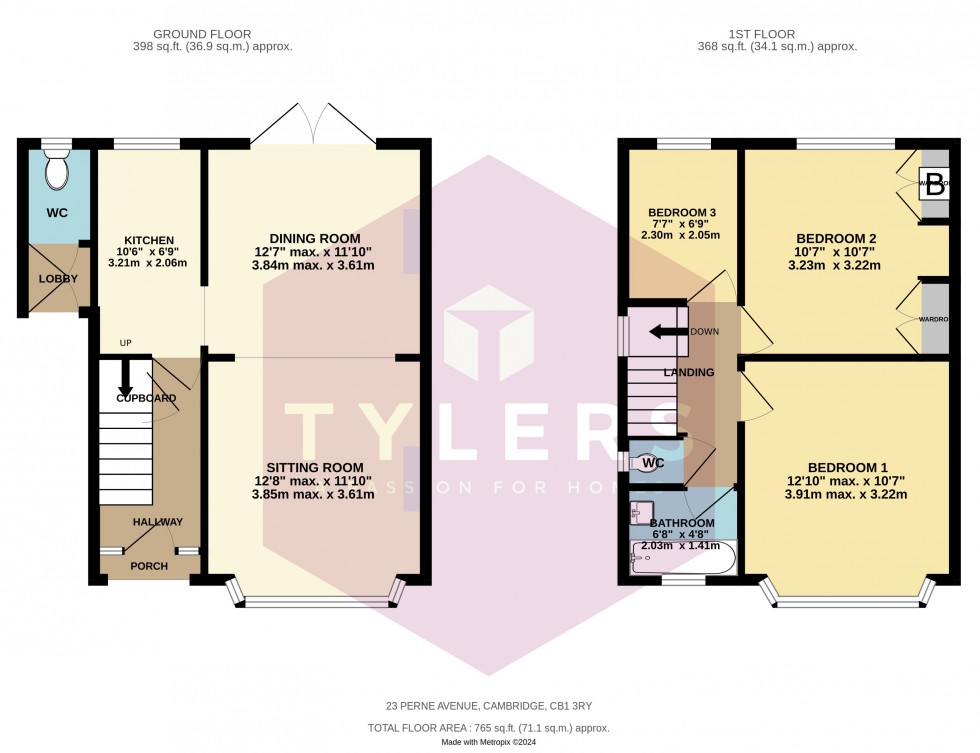 Floorplan for Perne Avenue, Cambridge